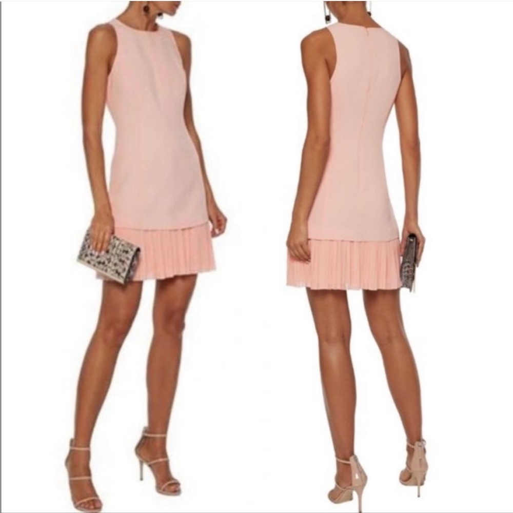 cinq a sept Catriona Blush Pink Pleated Hem Dress